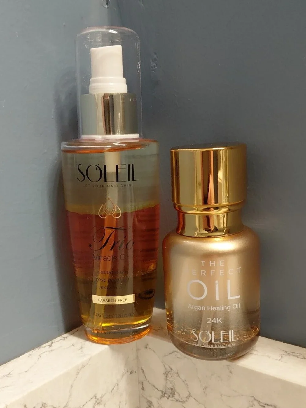 NEW SOLEIL Trio Miracle Oil + SOLEIL The Perfect Oil 24k Argan Healing Oil Combo
